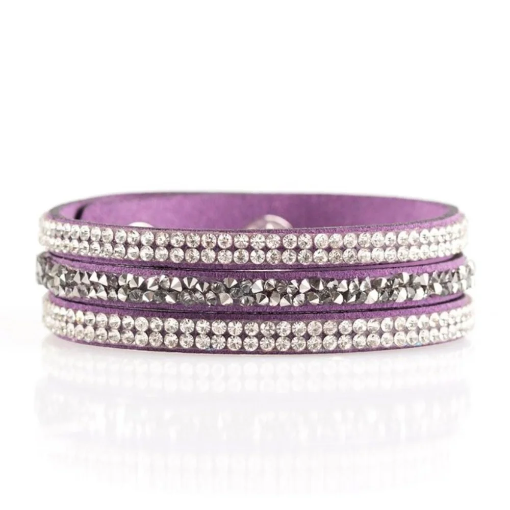 3 for $25 Urban Rhinestone Bracelet Purple Adjustable 3 strands